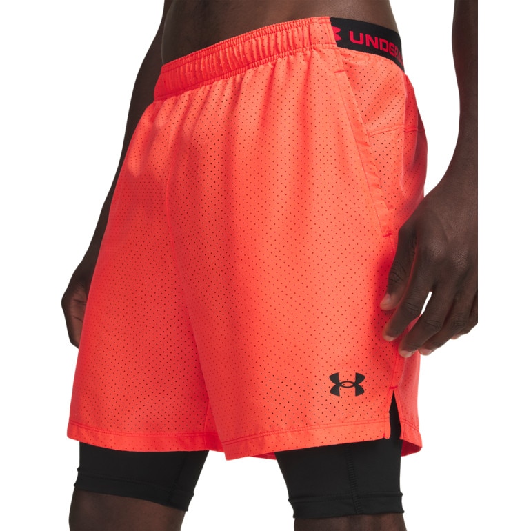 Męskie spodenki treningowe 2w1 Under Armour UA Vanish Wven Short 2.0 2n1 - pomarańczowe