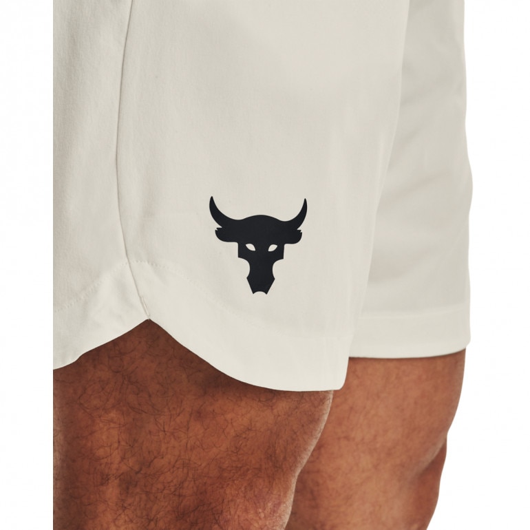 Męskie spodenki treningowe Under Armour Project Rock Woven Shorts - kremowe