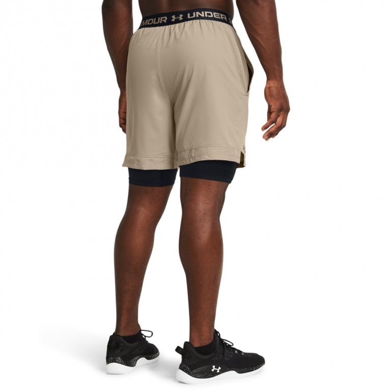Męskie spodenki treningowe Under Armour UA Vanish Woven 2in1 Shorts - beżowe