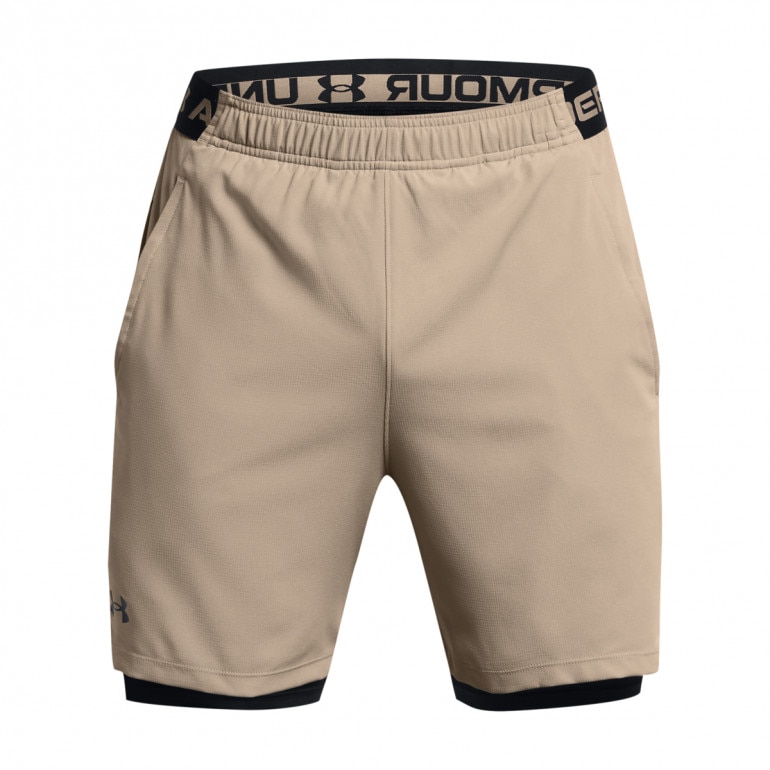 Męskie spodenki treningowe Under Armour UA Vanish Woven 2in1 Shorts - beżowe
