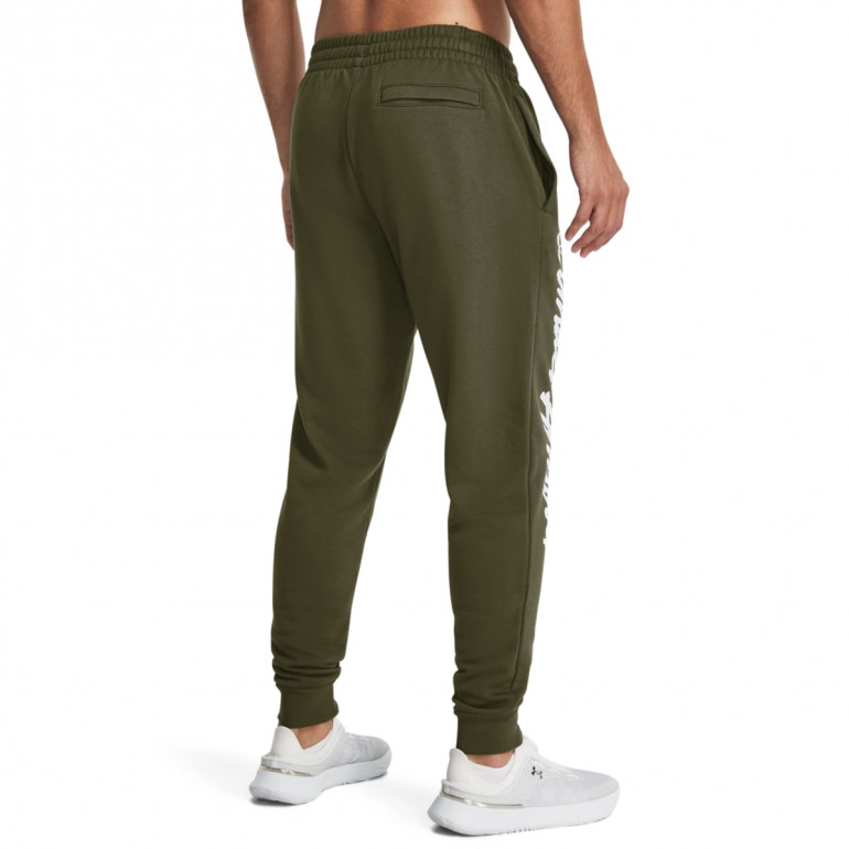 Męskie spodnie dresowe Under Armour UA Rival Fleece Graphic Jgrs - oliwkowe/khaki