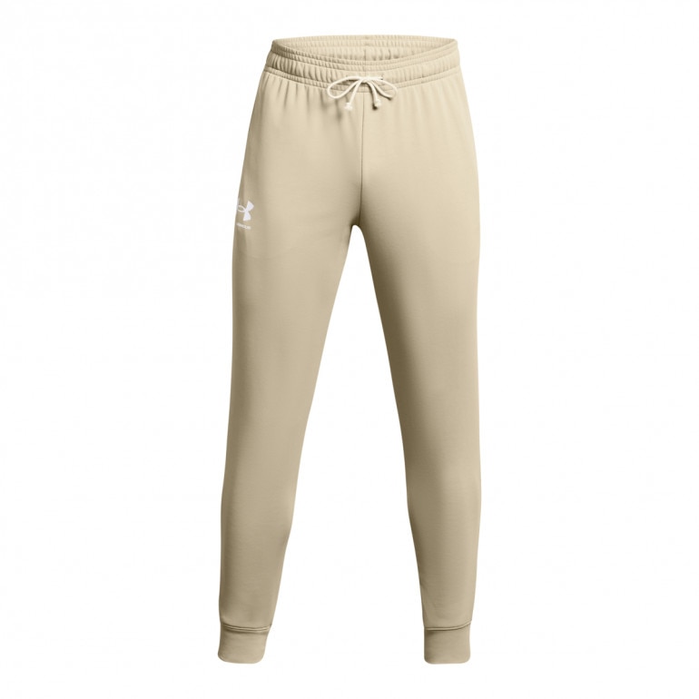 Męskie spodnie dresowe Under Armour UA Rival Terry Jogger - beżowe