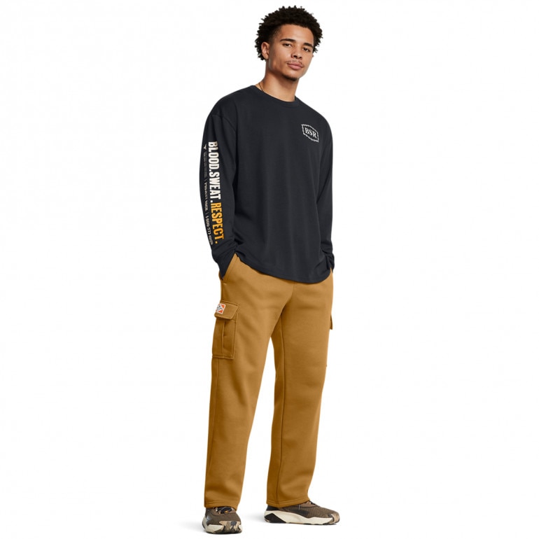 Męskie spodnie treningowe Under Armour Project Rock Icon Fleece Tools Of The Trade Pants - brązowe 