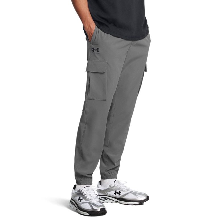 Męskie spodnie treningowe Under Armour UA Vibe Woven Cargo Pants - szare