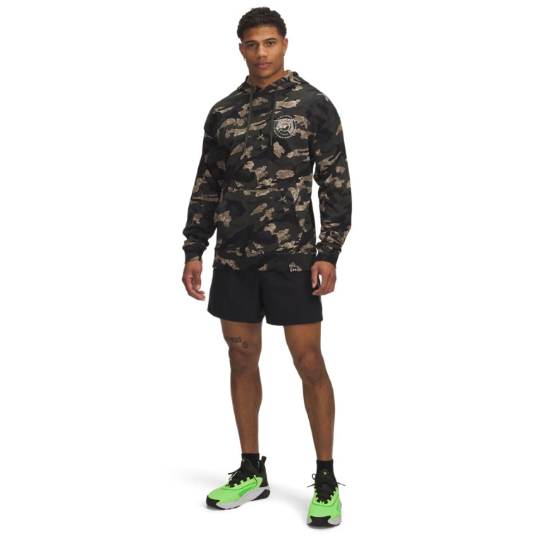 Męska bluza dresowa nierozpinana z kapturem Under Armour Project Rock AOP Terry HD - khaki
