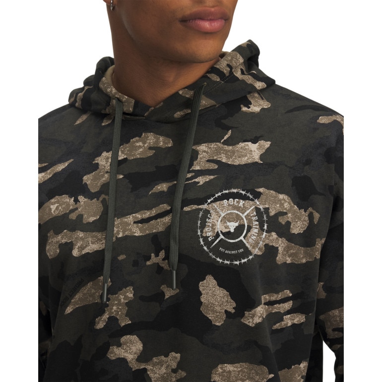 Męska bluza dresowa nierozpinana z kapturem Under Armour Project Rock AOP Terry HD - khaki