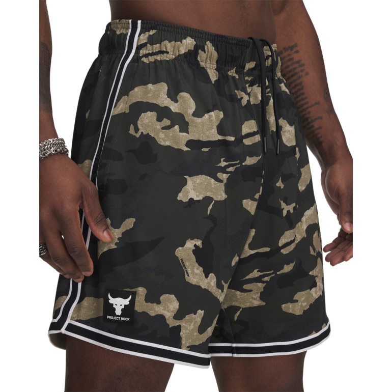 Męskie spodenki treningowe Under Armour Project Rock Mesh Short - khaki