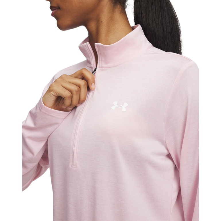 Damski longsleeve treningowy Under Armour Tech 1/2 Zip- Twist - różowy