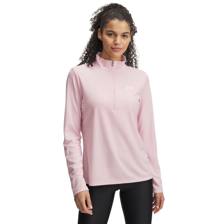 Damski longsleeve treningowy Under Armour Tech Rib 1/2 Zip - różowy