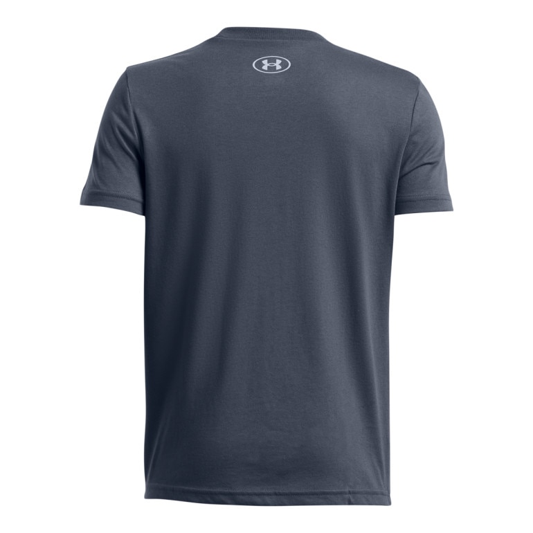 Chłopięcy t-shirt z nadrukiem Under Armour UA B Logo Wordmark SS - szary
