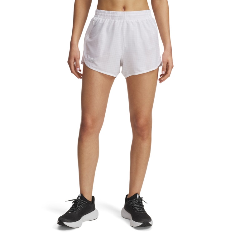 Damskie spodenki do biegania Under Armour UA Fly By 3'' Novelty Shorts - białe
