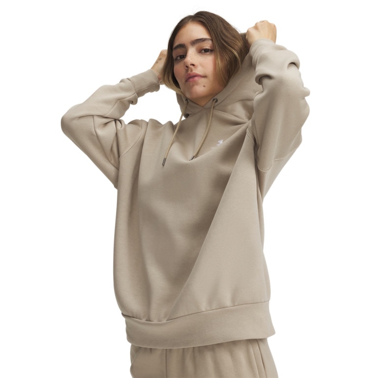 Damska bluza dresowa nierozpinana z kapturem Under Armour UA Icon Fleece OS Hoodie - brązowa