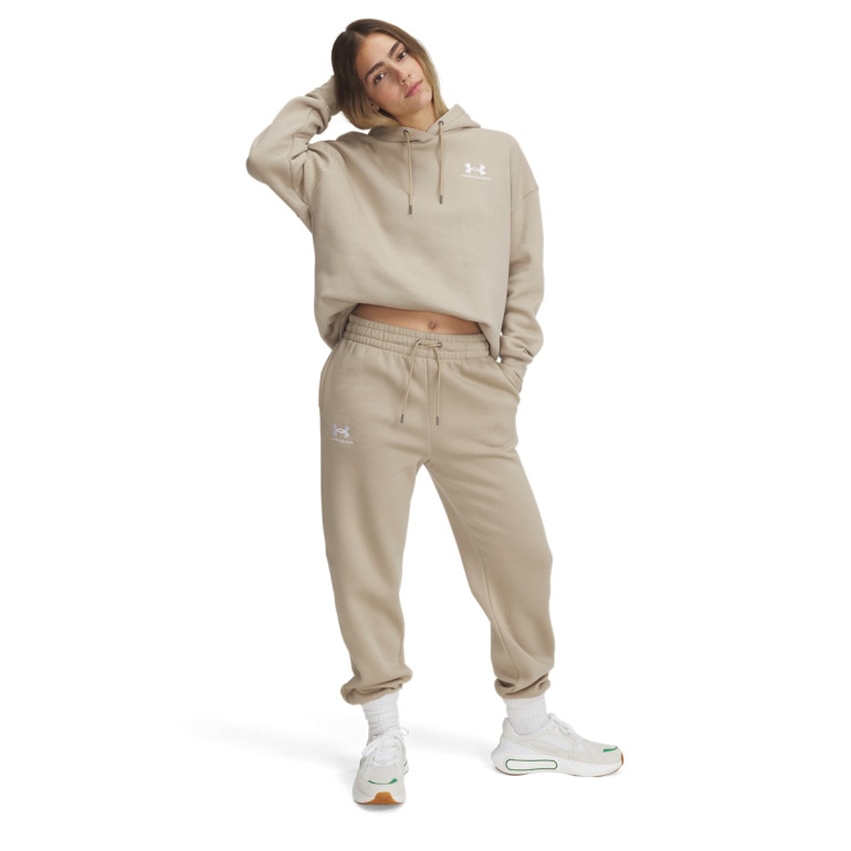 Damska bluza dresowa nierozpinana z kapturem Under Armour UA Icon Fleece OS Hoodie - brązowa