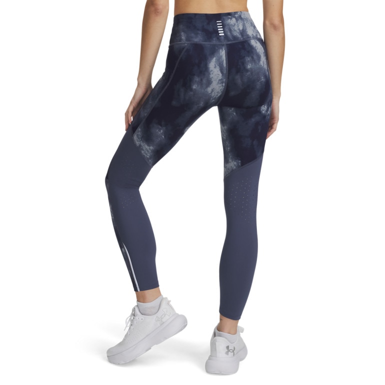 Damskie legginsy do biegania Under Armour UA Launch Ankle Print Tights - granatowe