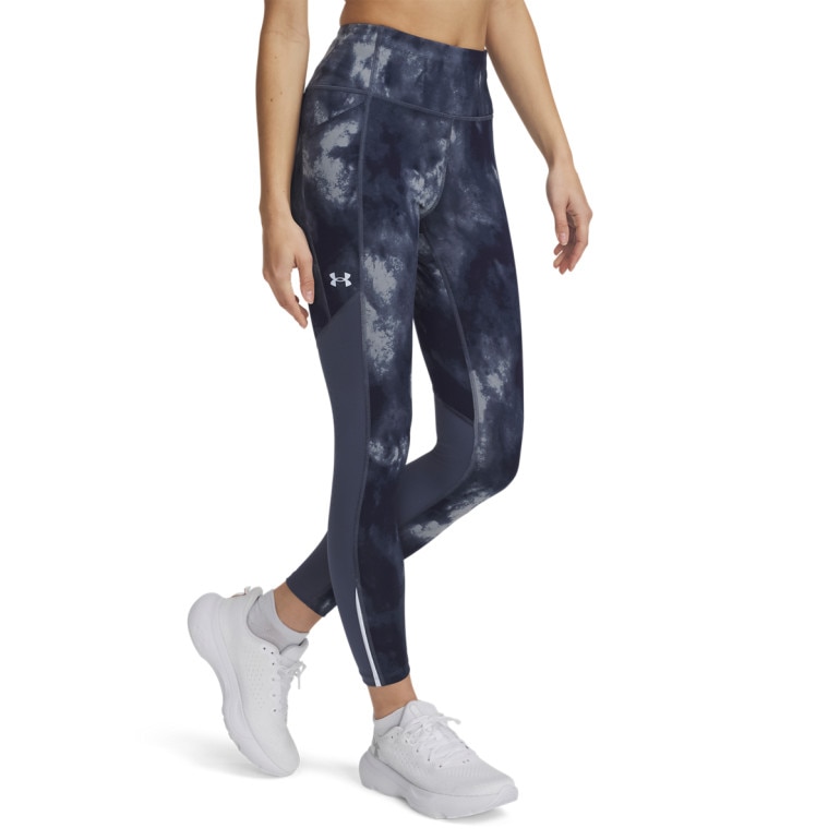 Damskie legginsy do biegania Under Armour UA Launch Ankle Print Tights - granatowe