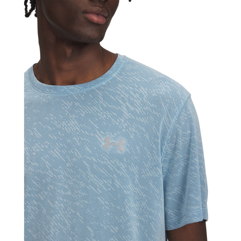 Męska koszulka do biegania Under Armour UA Launch Camo Shortsleeve - niebieska