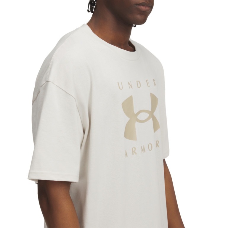 Męski t-shirt z nadrukiem Under Armour UA M Hw Os Branded Ss - beżowy