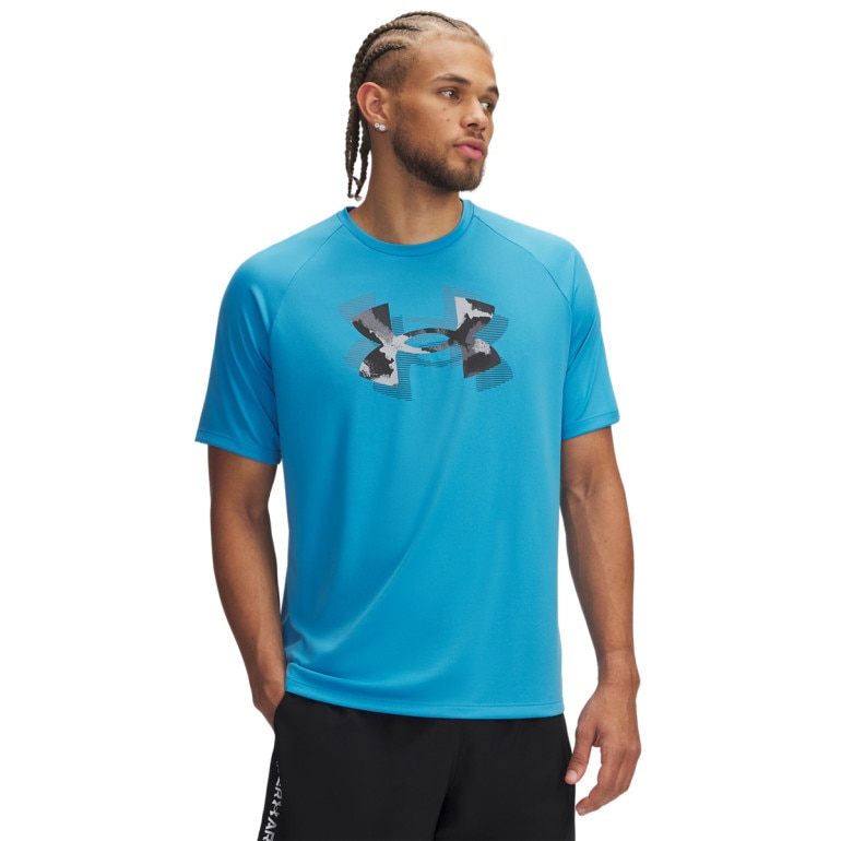 Męska koszulka treningowa Under Armour UA M Tech Print Fill SS - niebieska