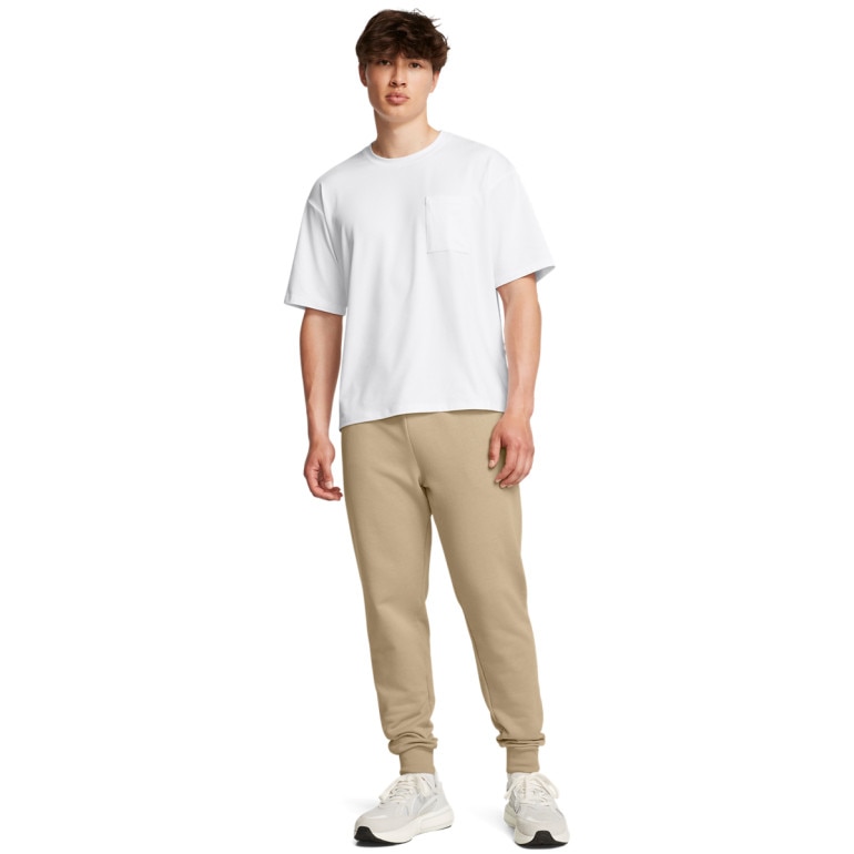 Męskie spodnie dresowe Under Armour UA Rival Fleece Joggers - beżowe