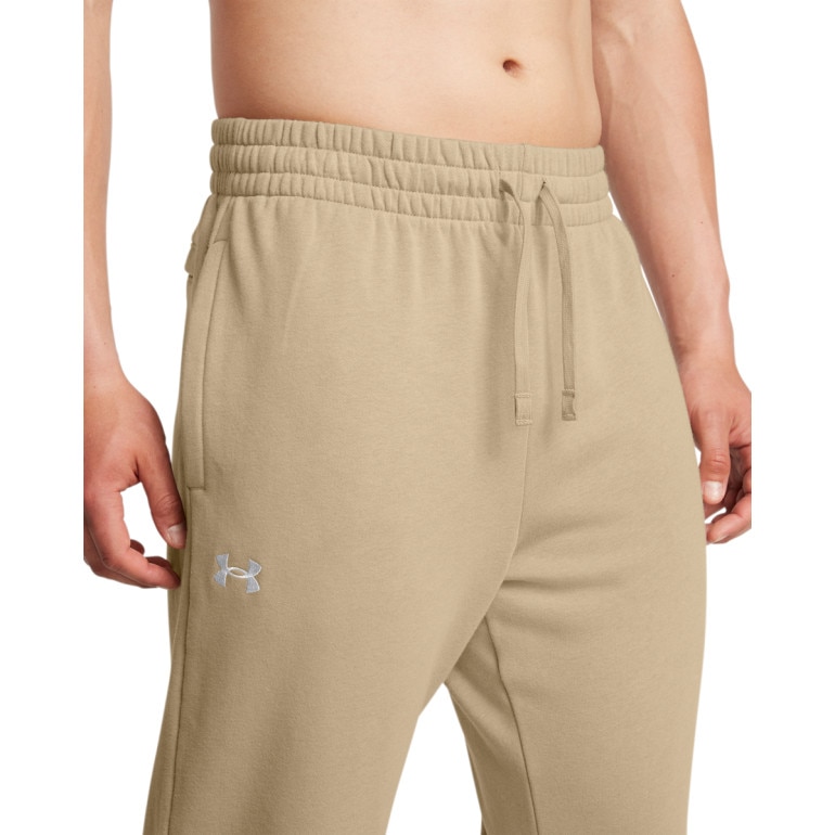 Męskie spodnie dresowe Under Armour UA Rival Fleece Joggers - beżowe