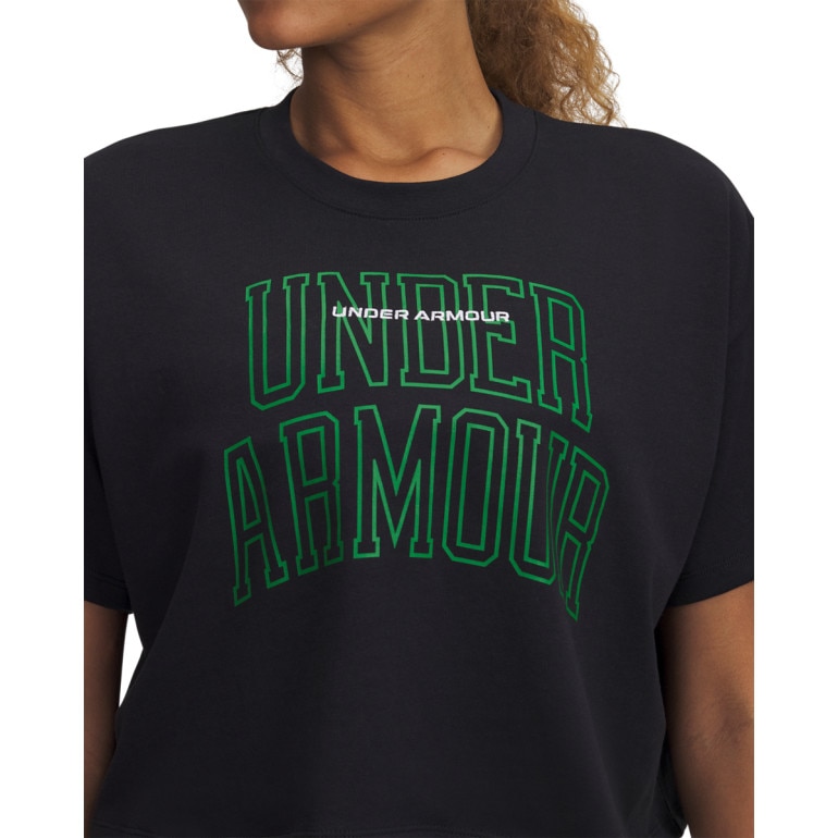 Damski t-shirt crop-top z nadrukiem Under Armour UA W Varsity Mix HW SS Crop - czarny