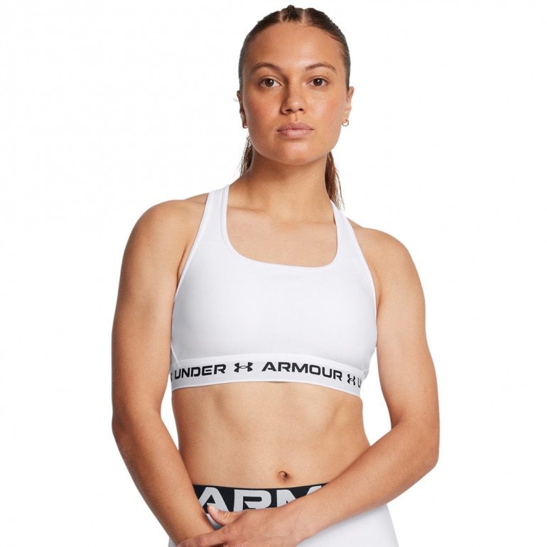 Biustonosz treningowy Under Armour Crossback Mid Bra - biały