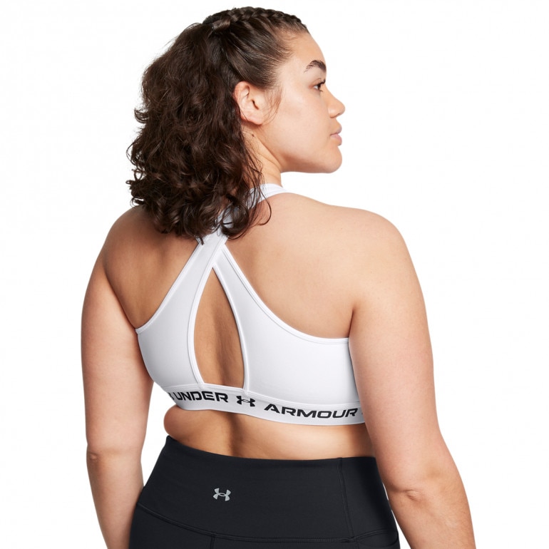 Biustonosz treningowy Under Armour Crossback Mid Bra - biały