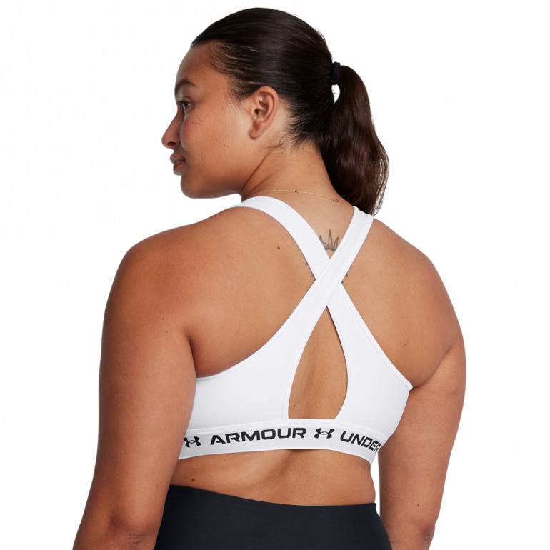 Biustonosz treningowy Under Armour Crossback Mid Bra - biały