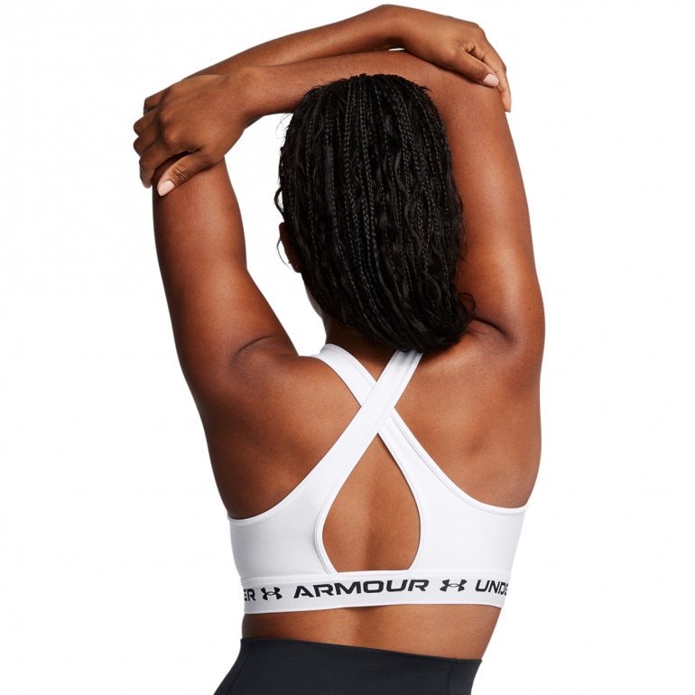 Biustonosz treningowy Under Armour Crossback Mid Bra - biały