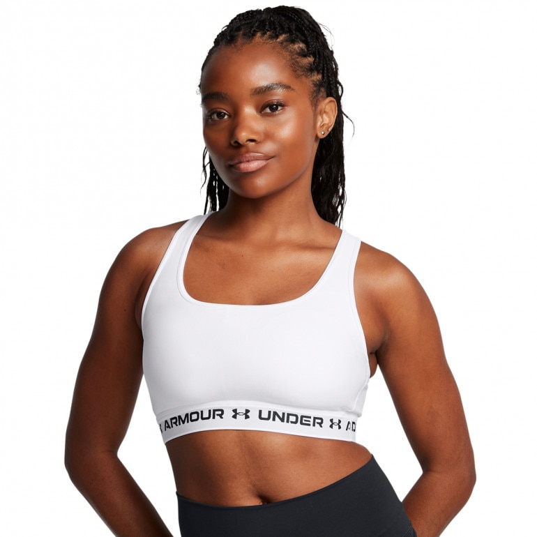 Biustonosz treningowy Under Armour Crossback Mid Bra - biały