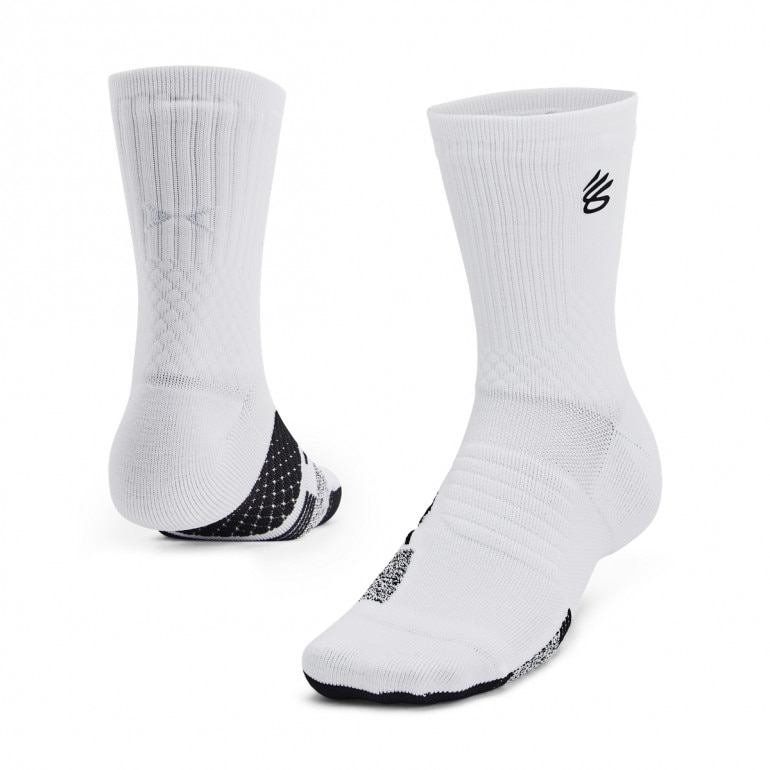 Skarpetki treningowe uniseks Under Armour Curry UA AD Playmaker 1p Mid - białe 