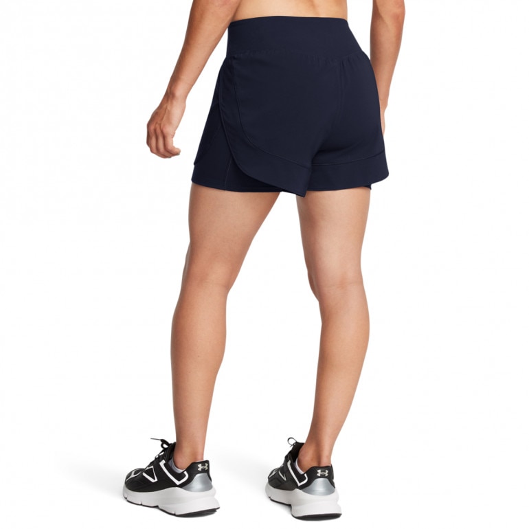 Damskie spodenki treningowe Under Armour Flex Woven 2-In-1 Short - granatowe