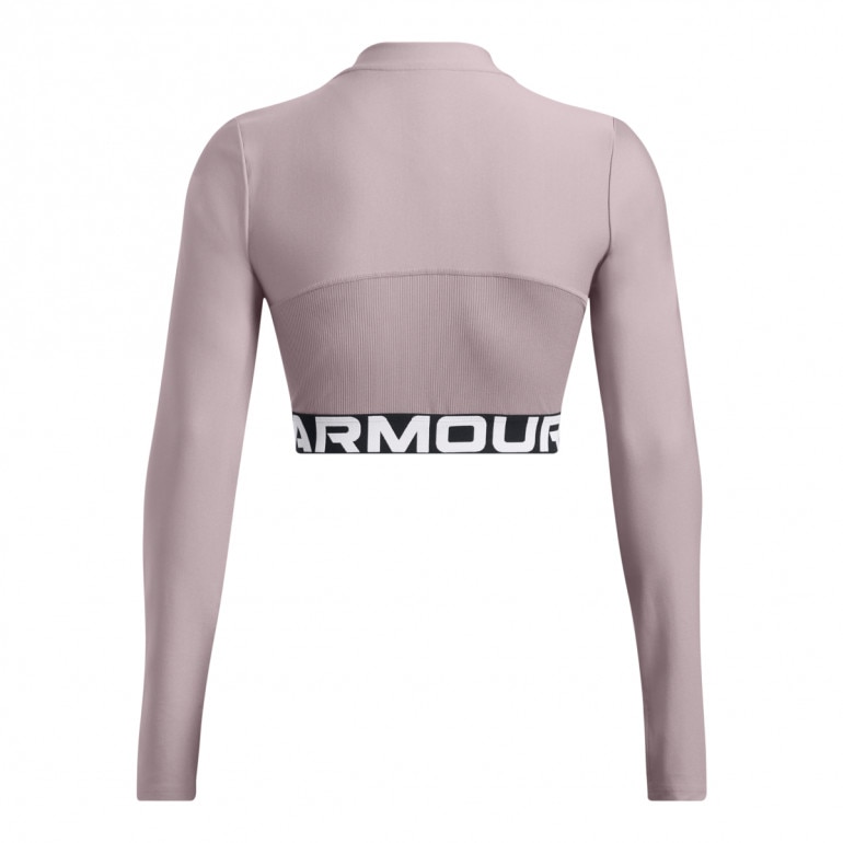 Damski longsleeve treningowy Under Armour Heatgear Rib 1/4 Zip Ls - beżowy