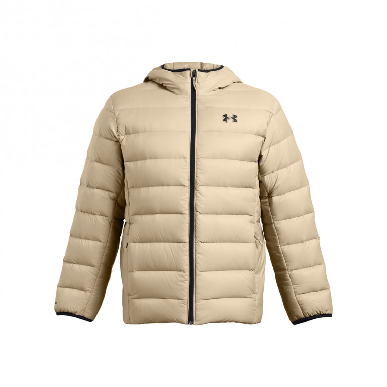 Męska kurtka z puchem naturalnym Under Armour Legend Down Hooded Jacket - beżowa