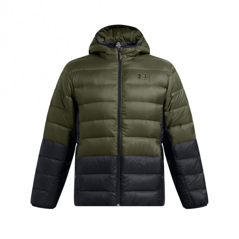 Męska kurtka z puchem naturalnym Under Armour Legend Down Hooded Jacket - oliwkowa/khaki