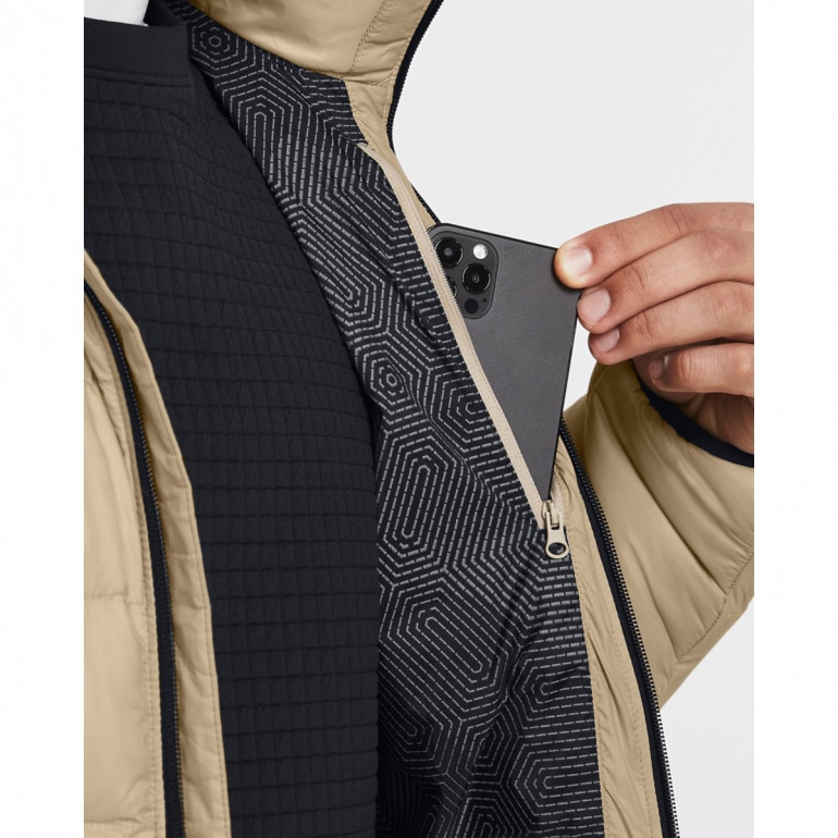 Męska kurtka z puchem naturalnym Under Armour Legend Down Hooded Jacket - beżowa