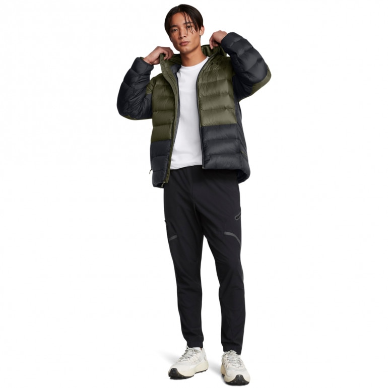 Męska kurtka z puchem naturalnym Under Armour Legend Down Hooded Jacket - oliwkowa/khaki