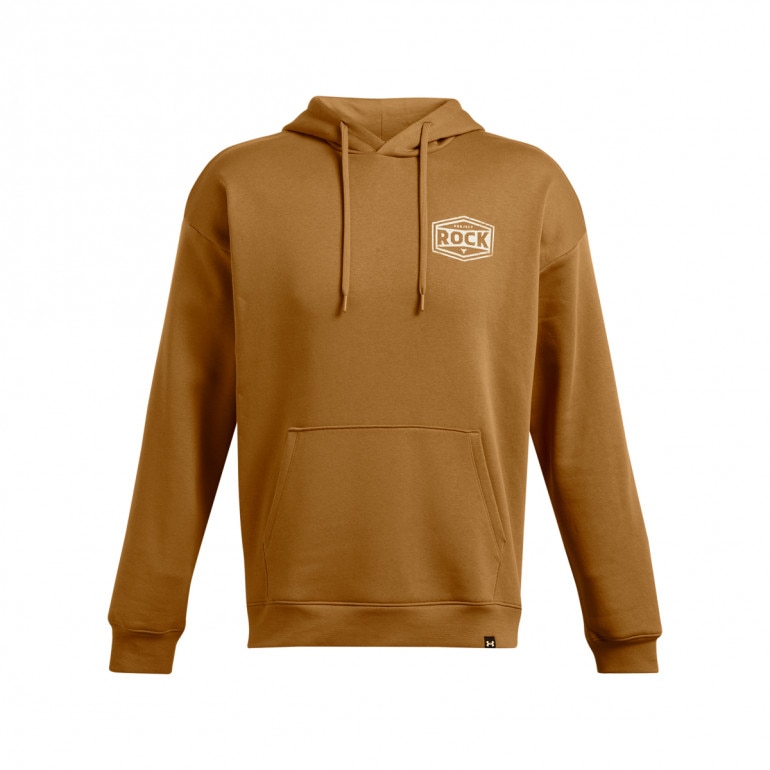 Męska bluza treningowa nierozpinana bez kaptura Under Armour Project Rock Icon Fleece Hoodie - brązowa 