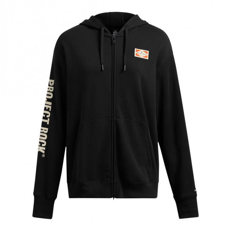 Damska bluza dresowa rozpinana z kapturem Under Armour Project Rock W Hwt Fz Hard At Wrk - czarna