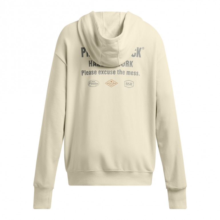 Damska bluza dresowa rozpinana z kapturem Under Armour Project Rock W Hwt Fz Hard At Wrk - beżowa