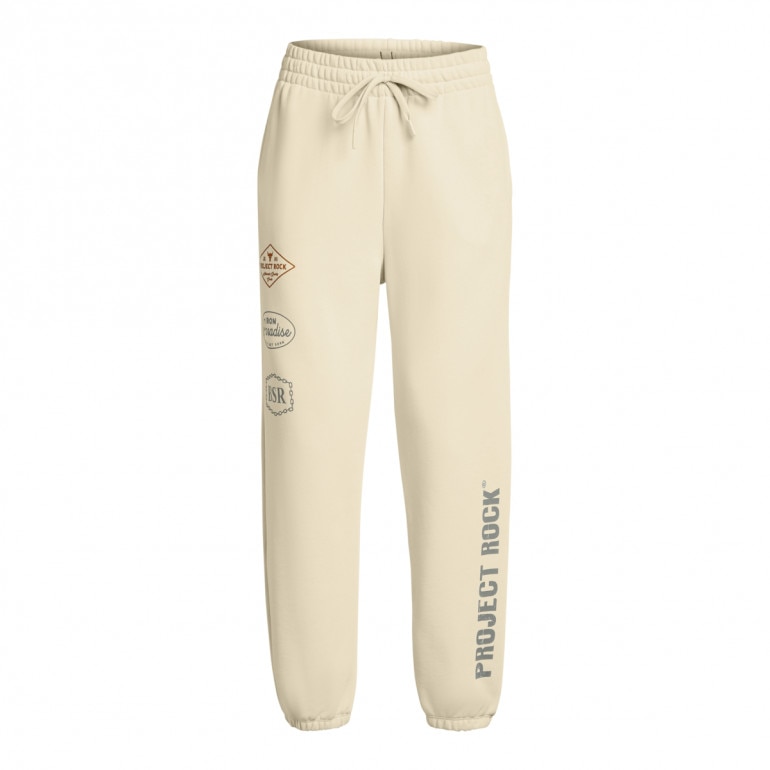 Damskie spodnie dresowe Under Armour Project Rock W Hwt Pnt Tools - beżowe