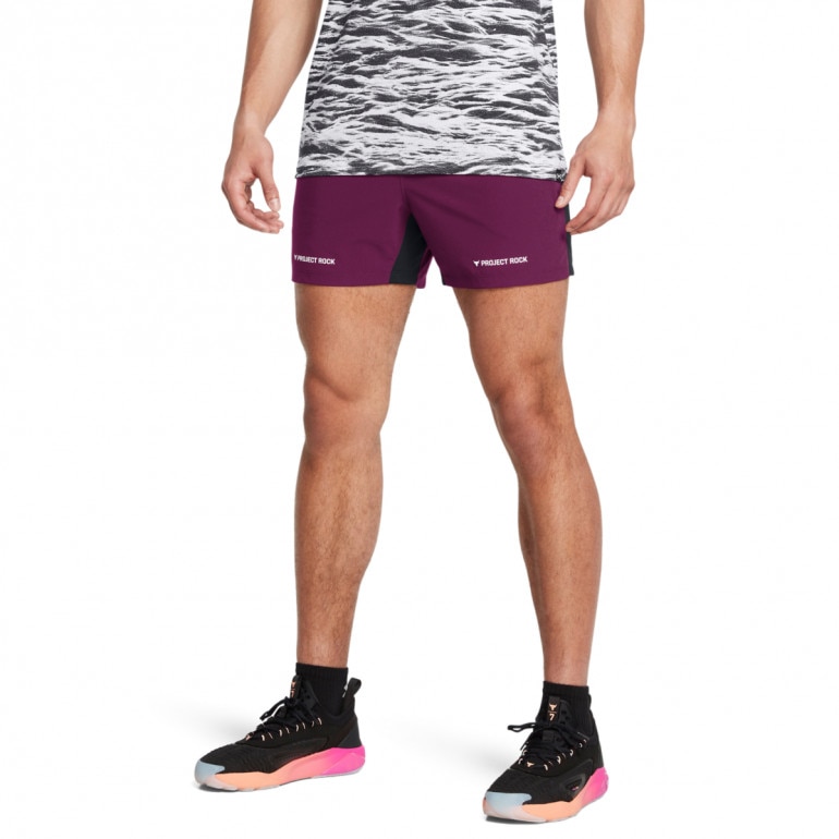 Męskie spodenki treningowe Under Armour Project Rock Ultimate 5 Short - fioletowe