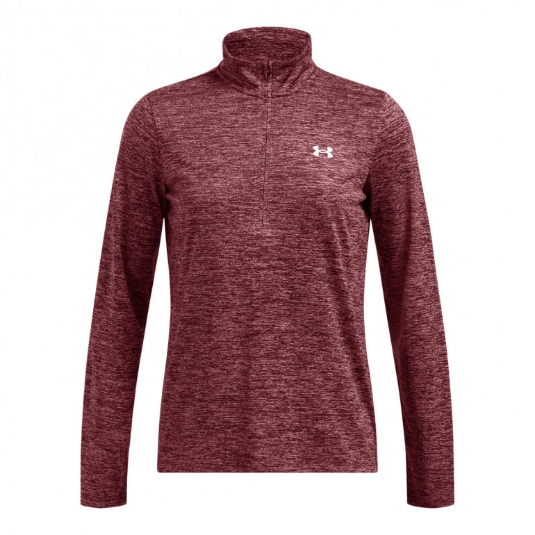 Damski longsleeve treningowy Under Armour Tech 1/2 Zip- Twist - brązowy