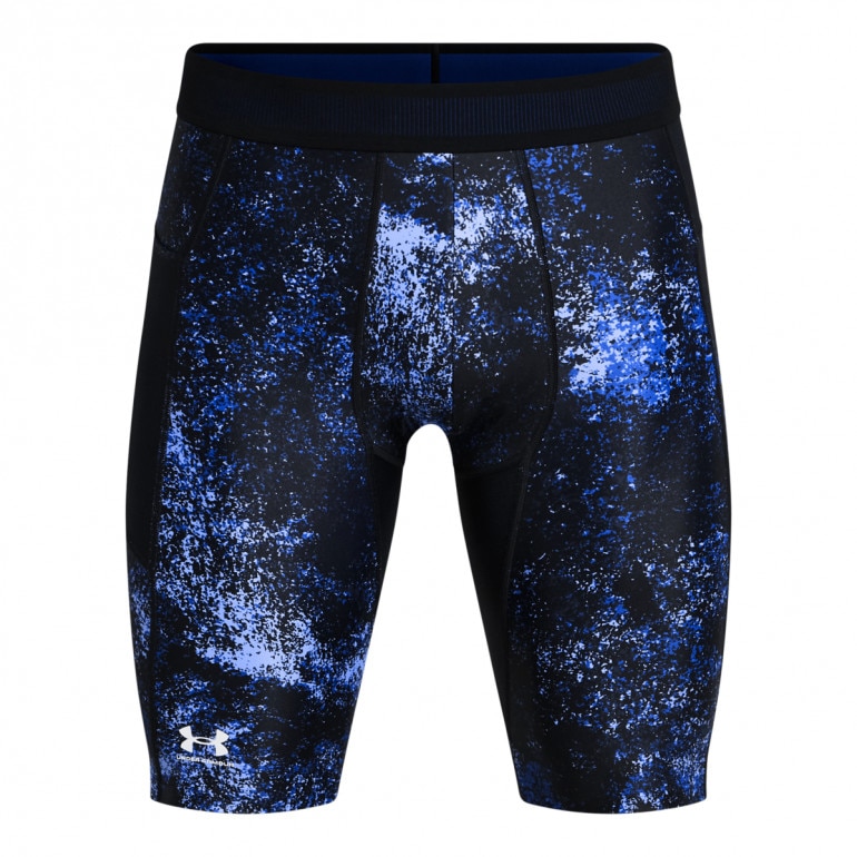 Męskie legginsy krótkie treningowe Under Armour UA Hg Isochill Prtd Lg Sts - granatowe
