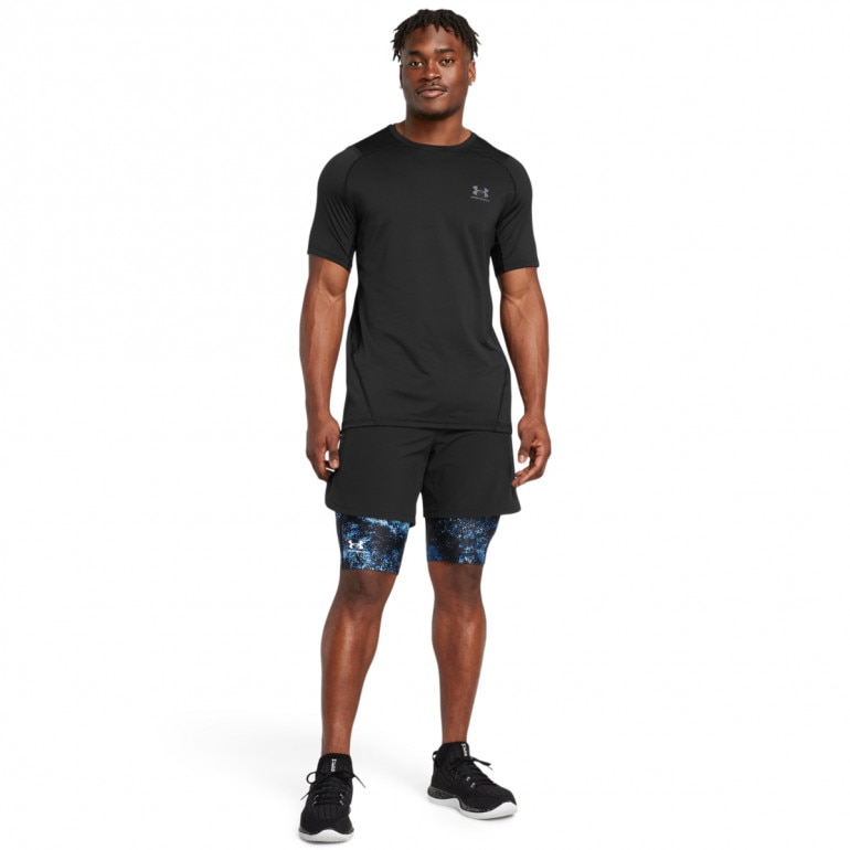 Męskie legginsy krótkie treningowe Under Armour UA Hg Isochill Prtd Lg Sts - granatowe