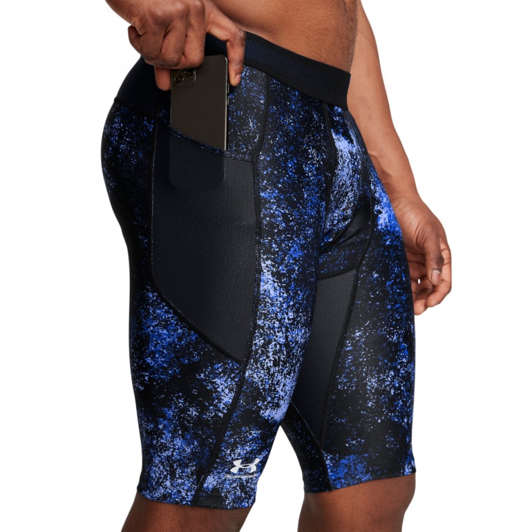 Męskie legginsy krótkie treningowe Under Armour UA Hg Isochill Prtd Lg Sts - granatowe