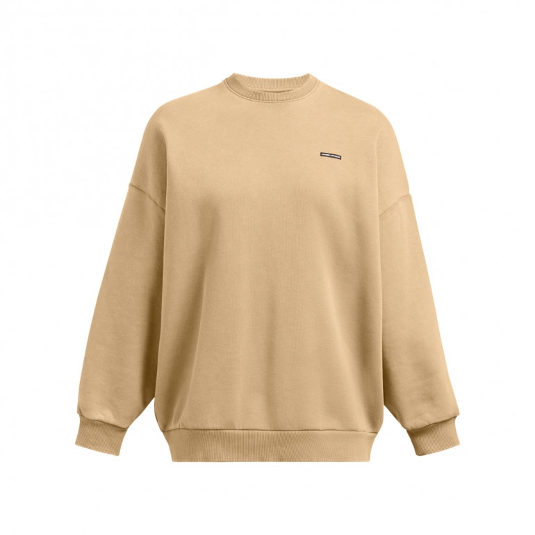 Damska bluza dresowa nierozpinana bez kaptura Under Armour UA Icon Hwt Flc Os Crew - brązowa