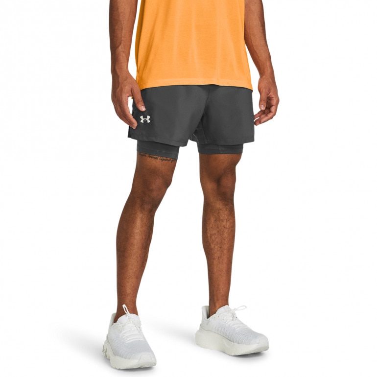Męskie spodenki do biegania Under Armour UA Launch 5'' 2-in-1 Short - szare