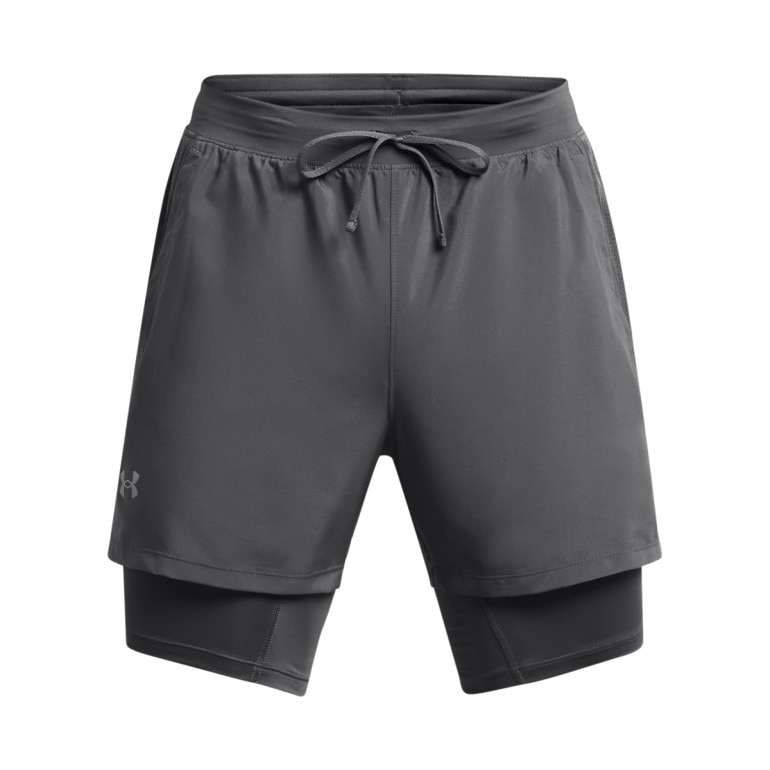 Męskie spodenki do biegania Under Armour UA Launch 5'' 2-in-1 Short - szare