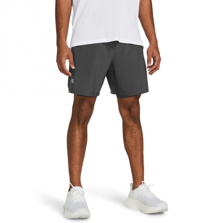 Męskie spodenki do biegania Under Armour UA Launch 7'' 2-IN-1 Short - szare
